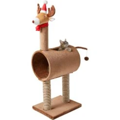 Frisco Holiday 52.3-in Reindeer Cat Scratching Post & Tunnel -Frisco 236569 PT2. AC SS1800 V1601334091