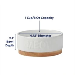 Frisco Round Meow Non-skid Ceramic Cat Bowl With Wood Base 9 Frisco Round Meow Non-skid Ceramic Cat Bowl With Wood Base -Frisco 256078 PT1. AC SS1800 V1685731990