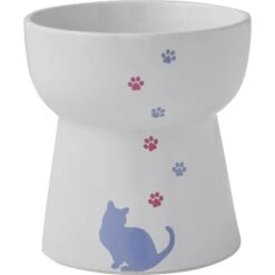 Frisco Cat Print Non-Skid Elevated Ceramic Cat Bowl, Tall