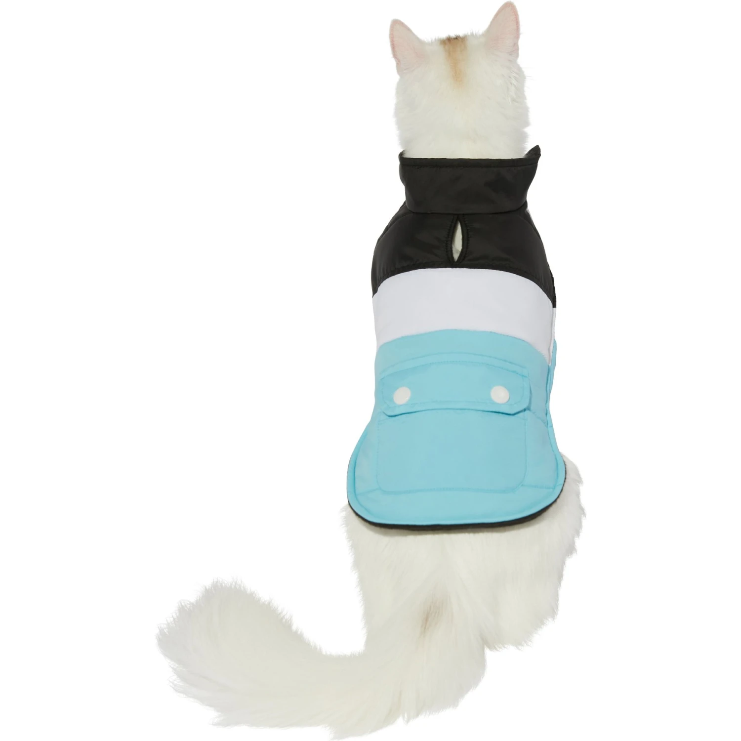 Frisco Mediumweight Colorblock Insulated Dog & Cat Puffer Coat With Pocket, Blue 5 Frisco Mediumweight Colorblock Insulated Dog & Cat Puffer Coat With Pocket, Blue - Image 3