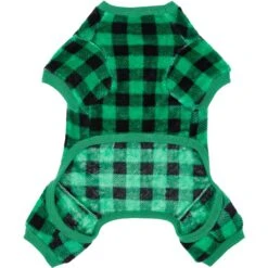 Frisco Dog & Cat Cozy Plush Fleece PJs, Green Plaid -Frisco 268517 PT4. AC SS1800 V1637682124