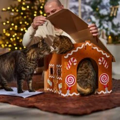 Frisco Holiday Gingerbread House Cardboard Cat House Cat Toy -Frisco 287289 PT3. AC SS1800 V1695046487