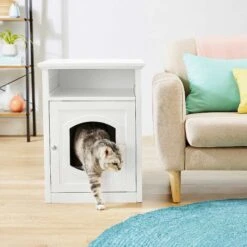 Frisco Decorative Side Table Cat Litter Box Cover & Frisco Open Top Cat Litter Box With Rim, Large -Frisco 297992 PT4. AC SS1800 V1621306337