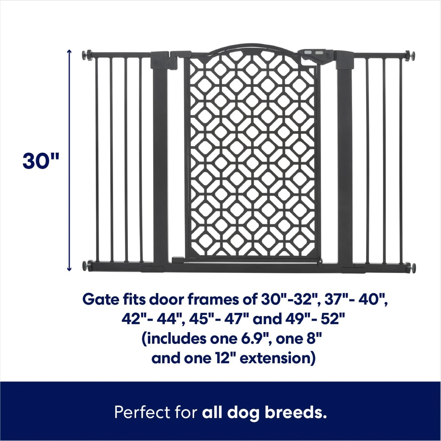 Frisco Metal Geometric Pattern Extra Wide Auto-close Dog Gate 4 Frisco Metal Geometric Pattern Extra Wide Auto-close Dog Gate - Image 2