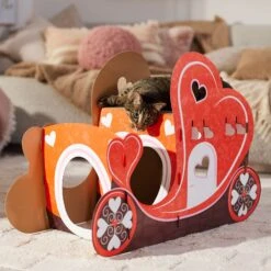Frisco Valentine Love Carriage Cardboard Cat House, 2-Story -Frisco 301565 PT4. AC SS1800 V1701364873