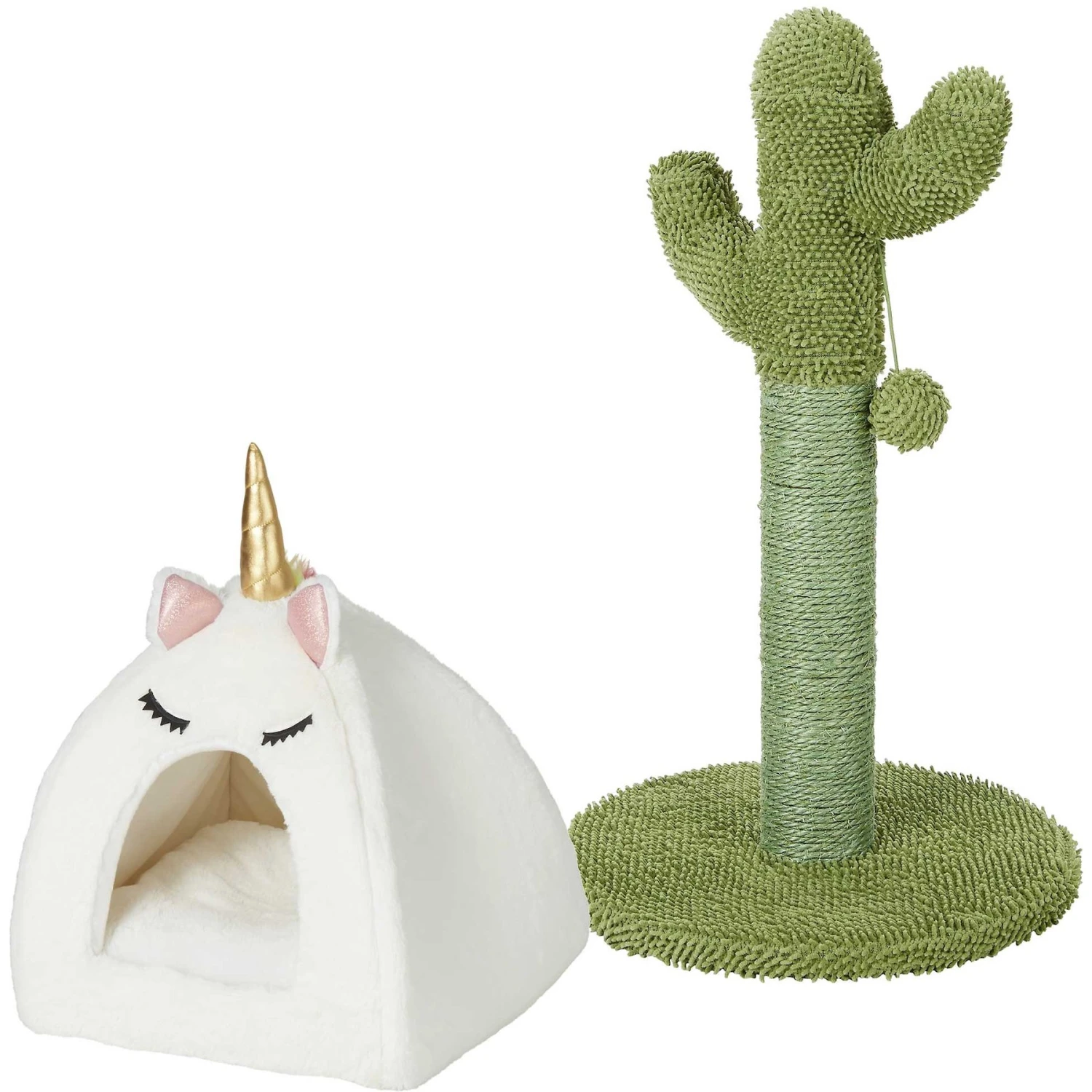 Frisco Novelty Unicorn Covered Cat & Dog Bed & Frisco Cactus Cat Scratching Post 3 Frisco Novelty Unicorn Covered Cat & Dog Bed & Frisco Cactus Cat Scratching Post
