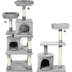 Frisco 61-in Faux Fur Cat Tree & Condo & Frisco 38-in Cat Tree With Condo, Top Perch & Toy