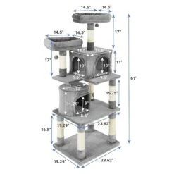 Frisco 61-in Faux Fur Cat Tree & Condo & Frisco 38-in Cat Tree With Condo, Top Perch & Toy -Frisco 318964 PT2. AC SS1800 V1630367789