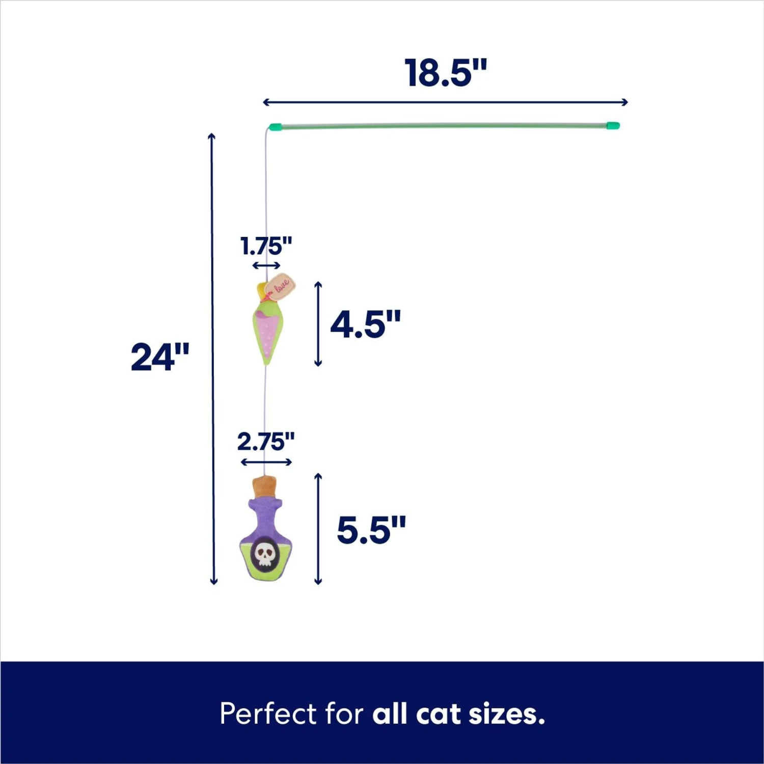 Frisco Halloween Potion Teaser Wand Cat Toy With Catnip 4 Frisco Halloween Potion Teaser Wand Cat Toy With Catnip - Image 2