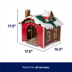 Frisco Holiday Santa's Workshop Cardboard Cat House -Frisco 360881 PT1. AC SS1800 V1695648151