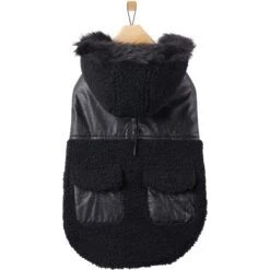 Frisco Medium Weight Faux Leather Dog & Cat Parka With Faux Fur Trimmed Hood, Black 13 Frisco Medium Weight Faux Leather Dog & Cat Parka With Faux Fur Trimmed Hood, Black -Frisco 719798 PT3. AC SS1800 V1692978853