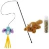 Frisco Squirrel Plush Cat Toy With Refillable Catnip & Frisco Bird With Feathers Teaser Wand Cat Toy With Catnip
