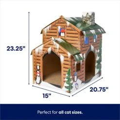 Frisco Holiday Log Cabin Cardboard Cat House & Frisco Holiday Christmas Tree Cardboard Cat House -Frisco 986238 PT2. AC SS1800 V1698258055
