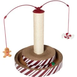 Frisco Holiday Santa Hat & Mistletoe Cat Tracks Cat Toy & Frisco Holiday Gingerbread Interactive Cat Scratcher Cat Toy With Catnip -Frisco 986246 PT5. AC SS1800 V1698258405